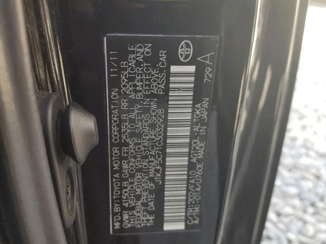 JTKJF5C71C3032928 - 2012 TOYOTA SCION TC 黑色 照片 10