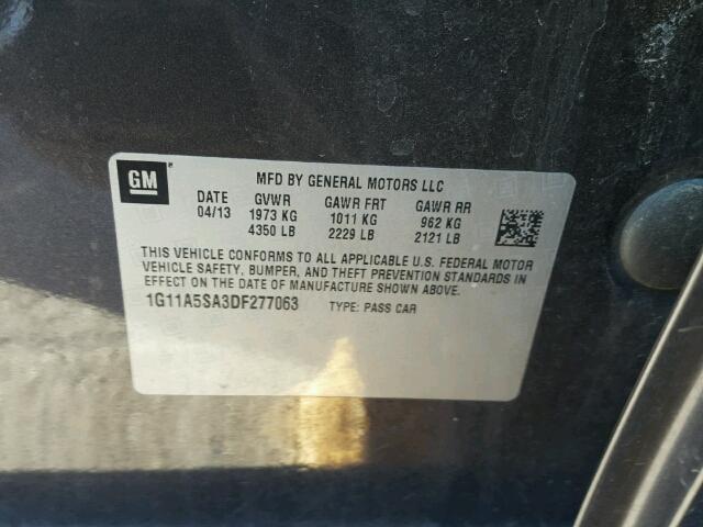 1G11A5SA3DF277063 - 2013 CHEVROLET MALIBU LS 石墨色 照片 10