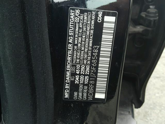 WDBRF81J75F685483 - 2005 MERCEDES-BENZ C 240 4MAT BLACK photo 10