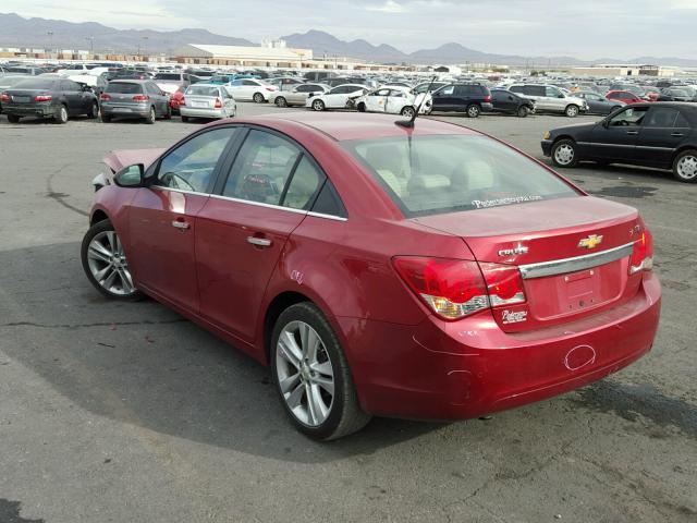 1G1PH5S93B7249511 - 2011 CHEVROLET CRUZE LTZ RED photo 3