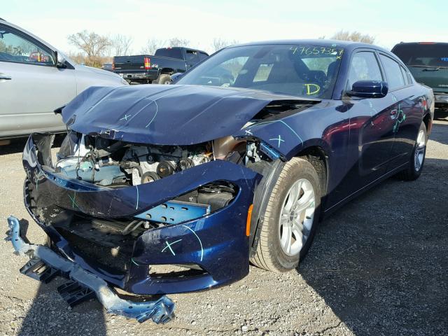 2C3CDXBG0GH122713 - 2016 DODGE CHARGER SE BLUE photo 2