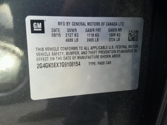 2G4GK5EX7G9108154 - 2016 BUICK REGAL 石墨色 照片 10