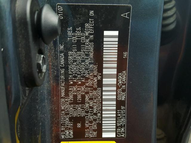 2T2HK31U37C045669 - 2007 LEXUS RX 350 BLUE photo 10