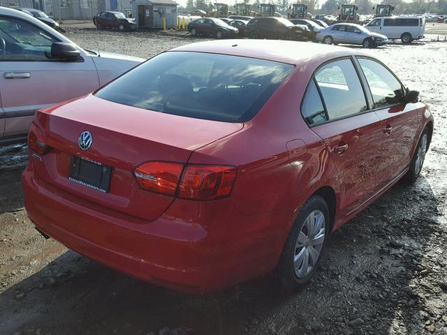 3VW1K7AJ1CM344689 - 2012 VOLKSWAGEN JETTA BASE RED photo 4