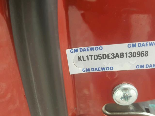 KL1TD5DE3AB130968 - 2010 CHEVROLET AVEO LS RED photo 10