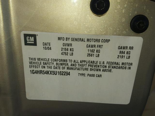 1G4HR54KX5U162294 - 2005 BUICK LESABRE LI GOLD photo 10