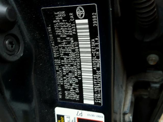 4T1BF1FK0EU338810 - 2014 TOYOTA CAMRY L BLACK photo 10