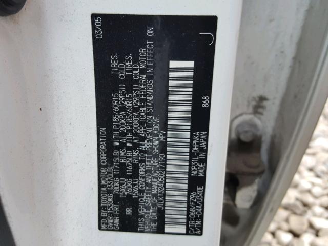 JTLKT324050217190 - 2005 TOYOTA SCION XB Ağ foto 10