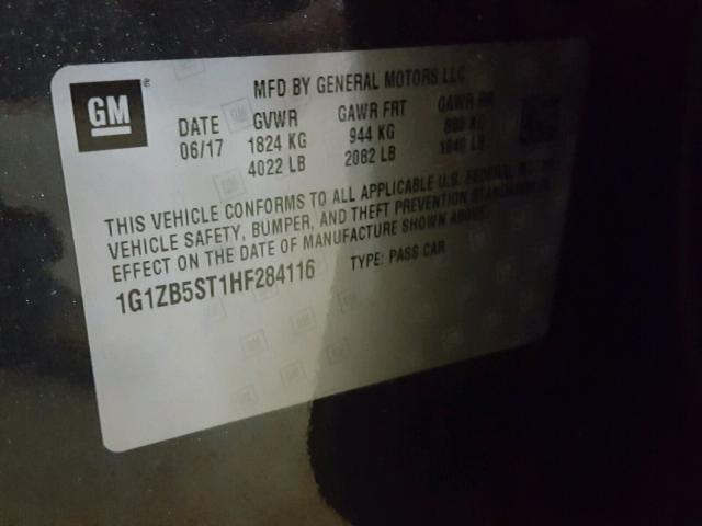 1G1ZB5ST1HF284116 - 2017 CHEVROLET MALIBU LS GRAY photo 10