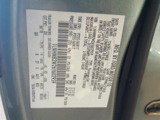 1LNHM82W26Y602959 - 2006 LINCOLN TOWN CAR S GREEN photo 10