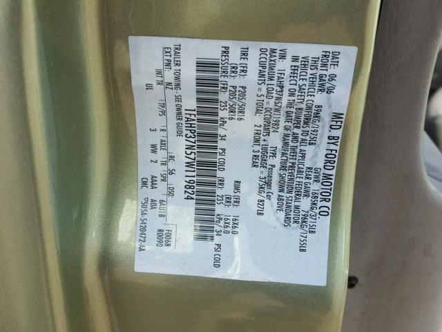 1FAHP37N57W119824 - 2007 FORD FOCUS ZX5 GREEN photo 10