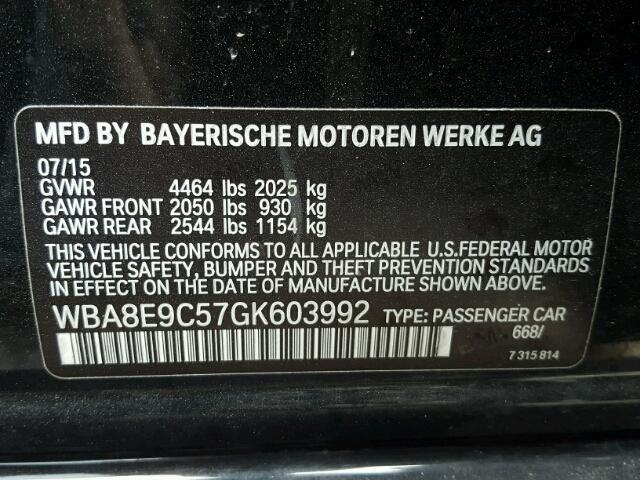 WBA8E9C57GK603992 - 2016 BMW 328 I SULE BLACK photo 10