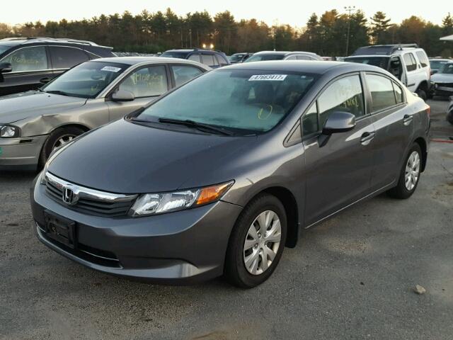 2HGFB2F57CH311428 - 2012 HONDA CIVIC LX GRAY photo 2