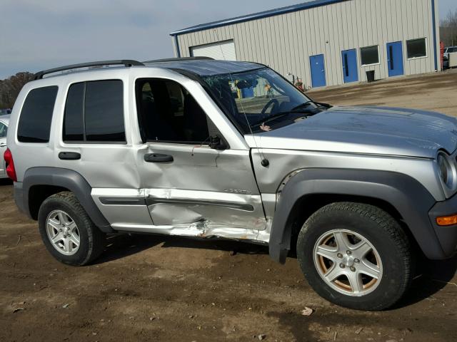 1J4GL48K54W117072 - 2004 JEEP LIBERTY SP SILVER photo 9