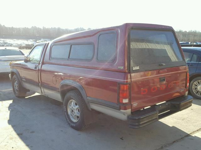 1B7GL26X0RS605000 - 1994 DODGE DAKOTA RED photo 3