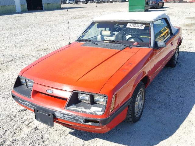 1FABP2735PF189594 - 1985 FORD MUSTANG LX RED photo 2