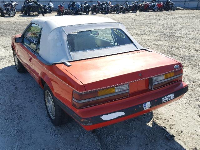 1FABP2735PF189594 - 1985 FORD MUSTANG LX RED photo 3