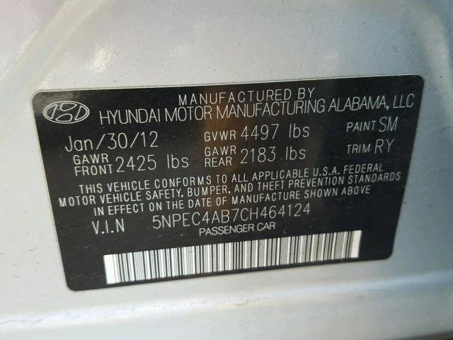 5NPEC4AB7CH464124 - 2012 HYUNDAI SONATA SE SILVER photo 10