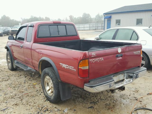 4TASN92N3XZ551452 - 1999 TOYOTA TACOMA XTR BURGUNDY photo 3