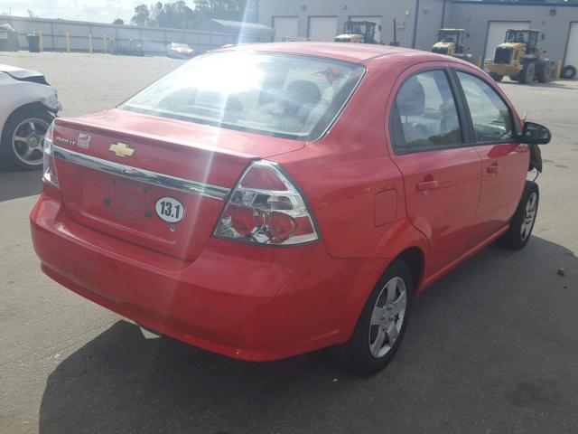KL1TD5DE0AB136467 - 2010 CHEVROLET AVEO LS RED photo 4