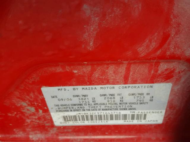 JM1BK32F971643716 - 2007 MAZDA 3 I RED photo 10