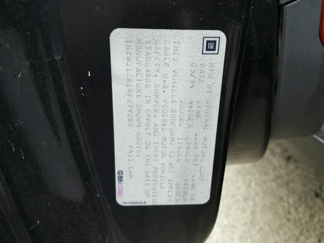 1G2WJ12X1RF279285 - 1994 PONTIAC GRAND PRIX შავი ფოტო 10