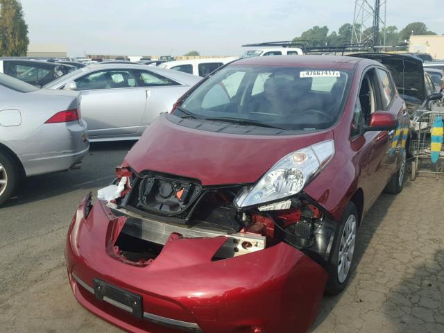 1N4AZ0CP4FC328747 - 2015 NISSAN LEAF S BURGUNDY photo 2