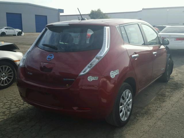 1N4AZ0CP4FC328747 - 2015 NISSAN LEAF S BURGUNDY photo 4