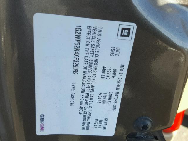 1G2WP52K4XF329989 - 1999 PONTIAC GRAND PRIX 棕色 照片 10