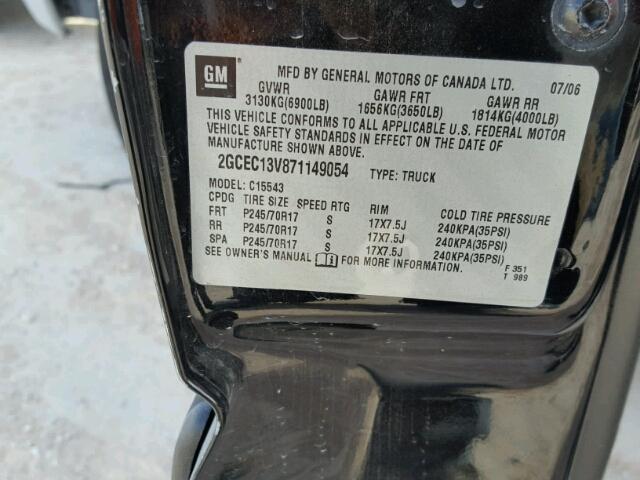 2GCEC13V871149054 - 2007 CHEVROLET SILVERADO BLACK photo 10