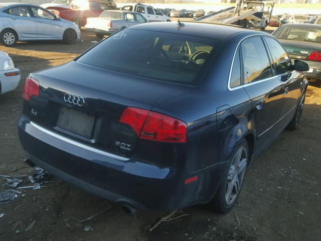 WAUDF78E97A018152 - 2007 AUDI A4 2.0T QU BLUE photo 4