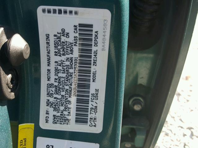 1NXBU4EE5AZ253331 - 2010 TOYOTA COROLLA BA GREEN photo 10