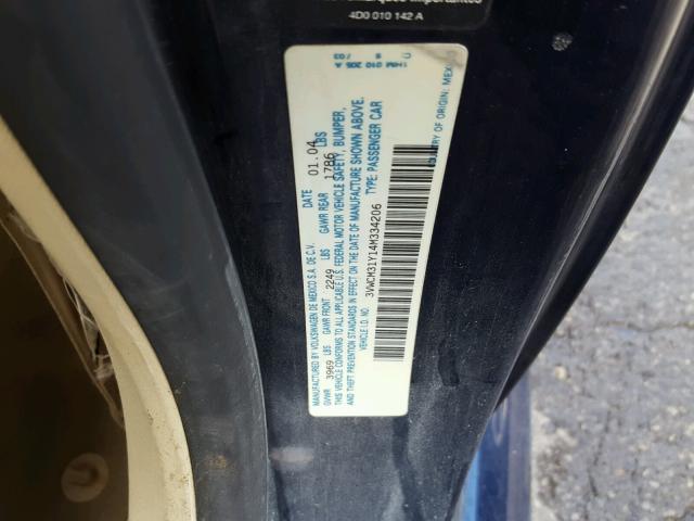 3VWCM31Y14M334206 - 2004 VOLKSWAGEN NEW BEETLE 蓝色 照片 10