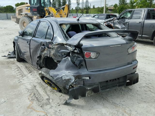 JA32W8FV0AU022999 - 2010 MITSUBISHI LANCER EVO GRAY photo 3