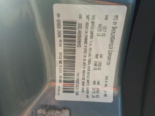 1B3EL46X26N208452 - 2006 DODGE STRATUS SX GRAY photo 10