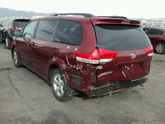 5TDKK3DC5BS027591 - 2011 TOYOTA SIENNA LE BURGUNDY photo 3