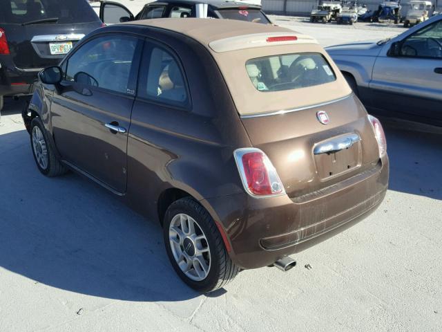 3C3CFFDR1CT270504 - 2012 FIAT 500 POP BROWN photo 3