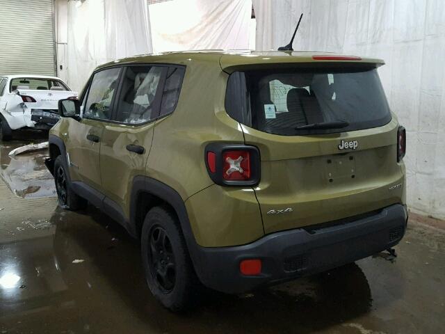 ZACCJBAT8FPB82497 - 2015 JEEP RENEGADE S GREEN photo 3