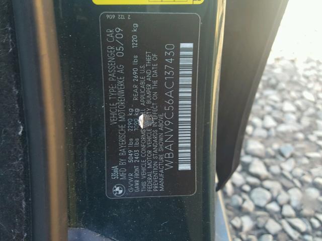 WBANV9C56AC137430 - 2010 BMW 535 XI GREEN photo 10