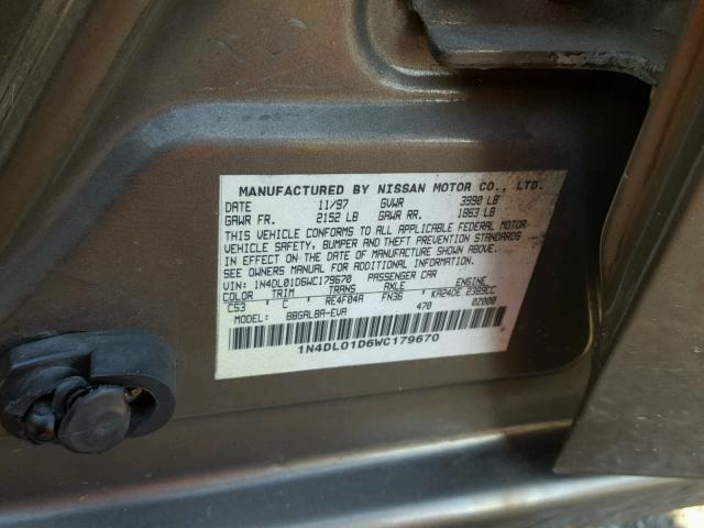 1N4DL01D6WC179670 - 1998 NISSAN ALTIMA XE BEIGE photo 10