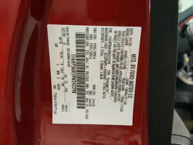 1FAHP36N59W242298 - 2009 FORD FOCUS SES RED photo 10