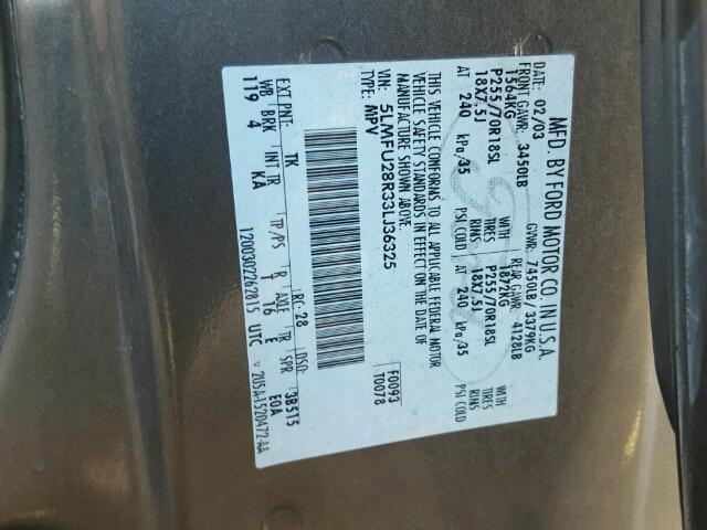 5LMFU28R33LJ36325 - 2003 LINCOLN NAVIGATOR BROWN photo 10