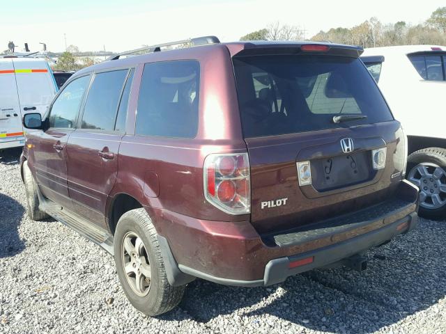 5FNYF18527B006076 - 2007 HONDA PILOT EXL BURGUNDY photo 3