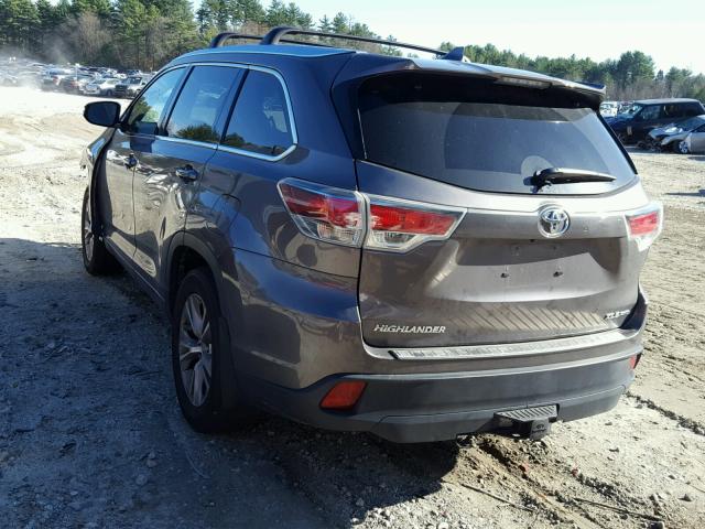 5TDJKRFH0FS138613 - 2015 TOYOTA HIGHLANDER GRAY photo 3