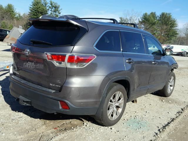 5TDJKRFH0FS138613 - 2015 TOYOTA HIGHLANDER GRAY photo 4