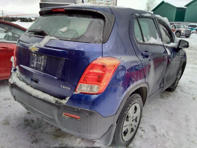 3GNCJKEB8EL226675 - 2014 CHEVROLET TRAX LS BLUE photo 4