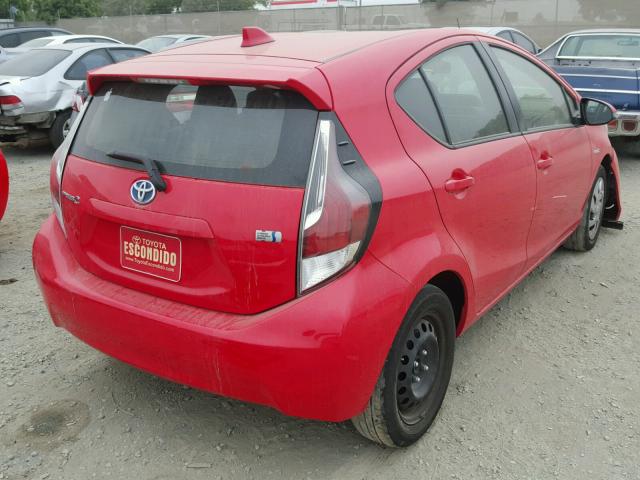 JTDKDTB3XF1095188 - 2015 TOYOTA PRIUS C RED photo 4