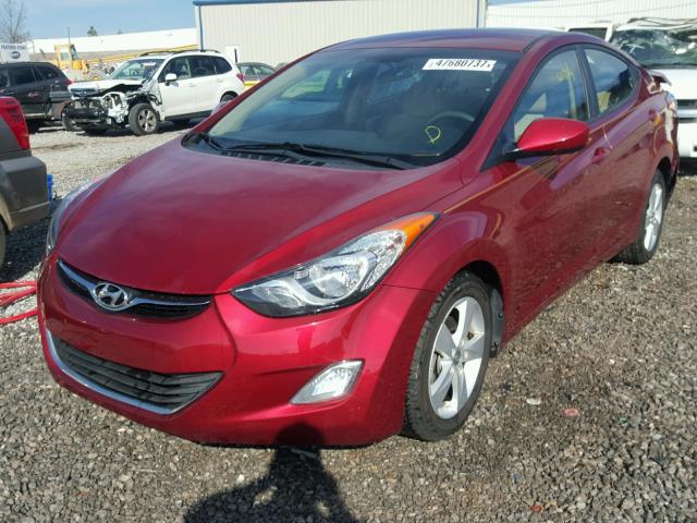 5NPDH4AE0DH320665 - 2013 HYUNDAI ELANTRA GL RED photo 2