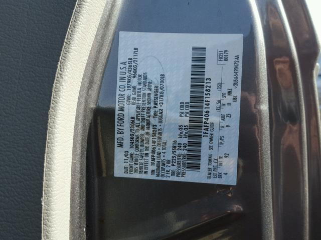1FAFP40614F158213 - 2004 FORD MUSTANG GRAY photo 10