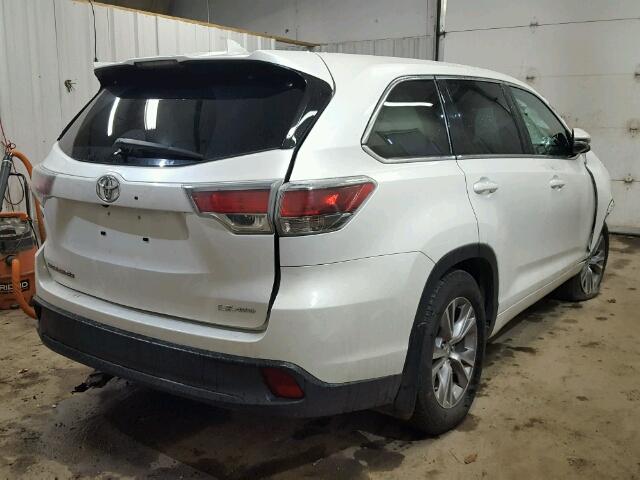 5TDBKRFH8FS215345 - 2015 TOYOTA HIGHLANDER WHITE photo 4